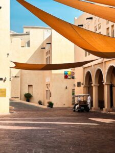 Sunshades over Street of Katara Cultural Village in Doha